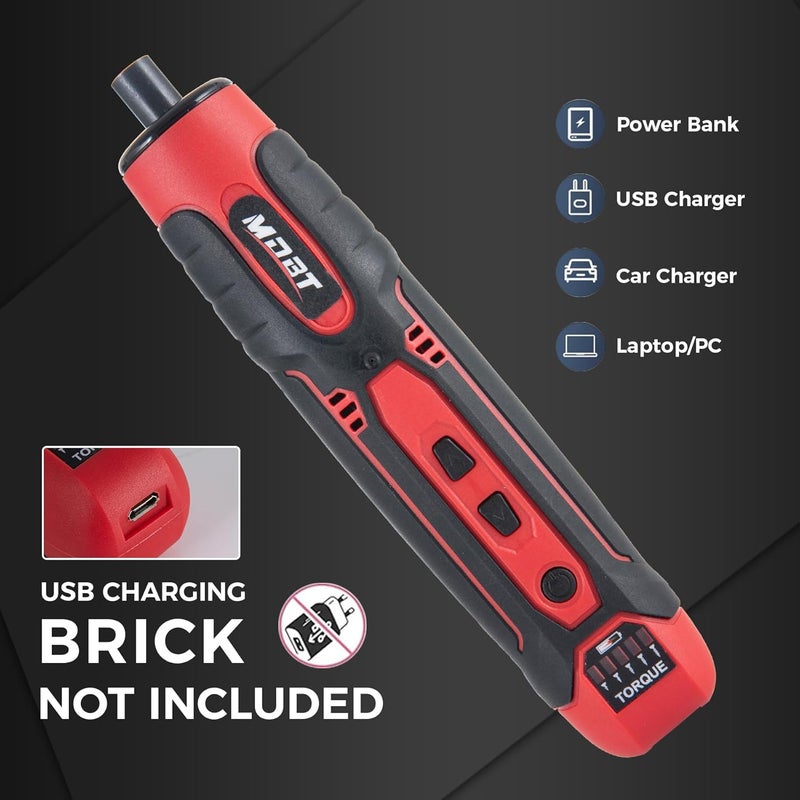 MDBTTOOLS 3.6V Cordless Impact Screwdriver Set with 1.5Ah Rechargeable Lithium Battery (Red 02) - Image 4